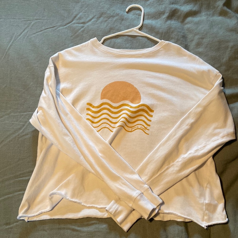 Cropped pura vida white tee M